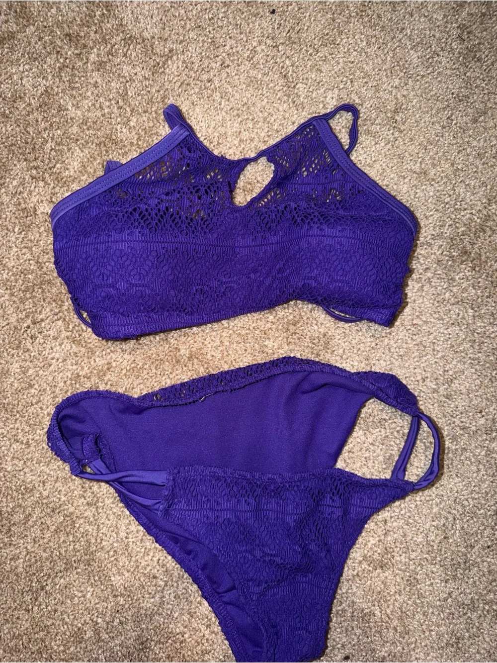 Purple Crochet Bikini Set